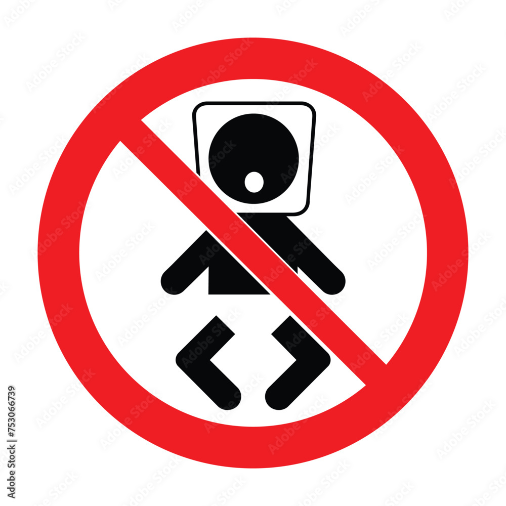Plastic bag warning sign, danger of suffocation. To avoid danger from suffocation keep away from babies and children, vector illustration