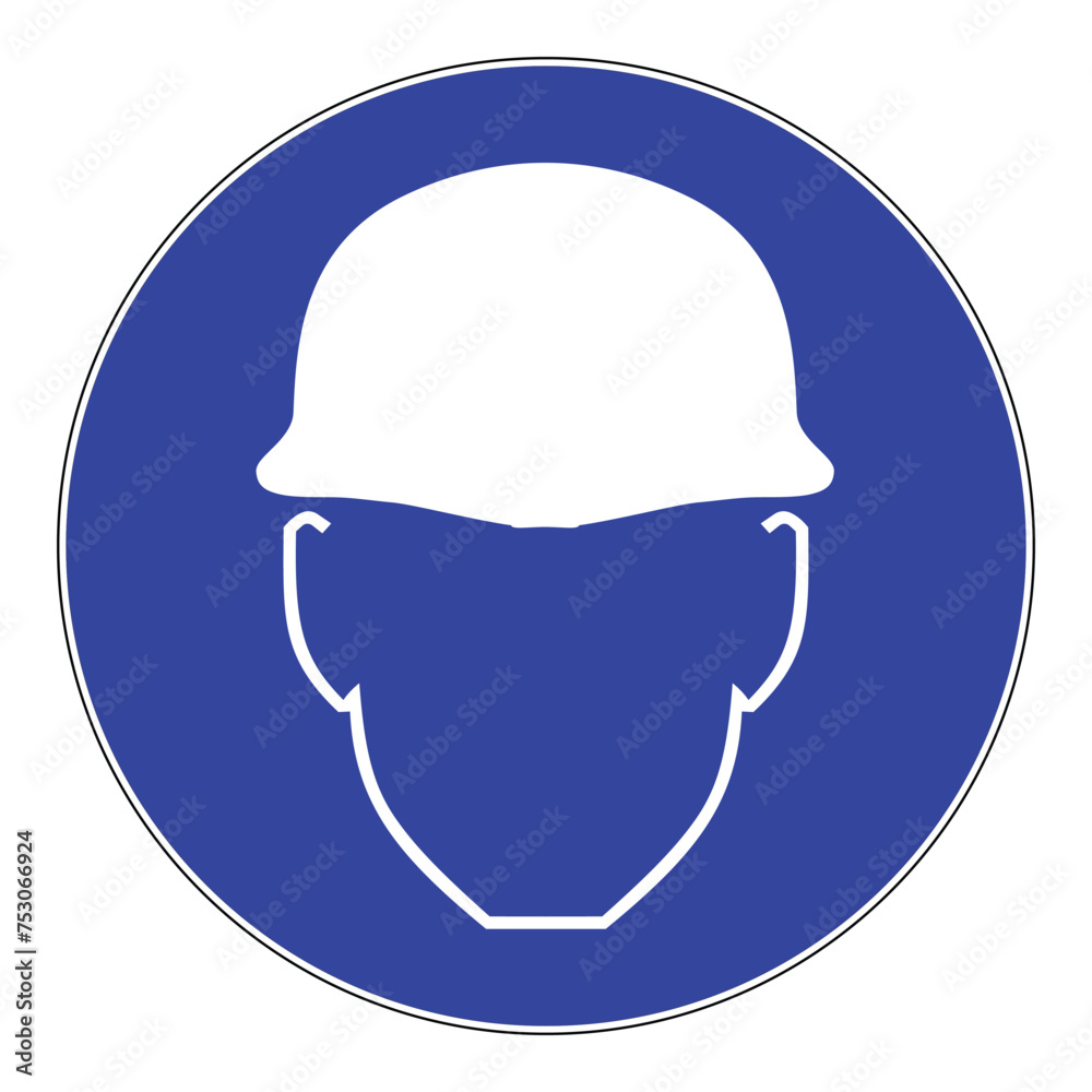 Protective safety helmet must be worn, mandatory sign, vector illustration Protective safety helmet must be worn, mandatory sign, vector illustration