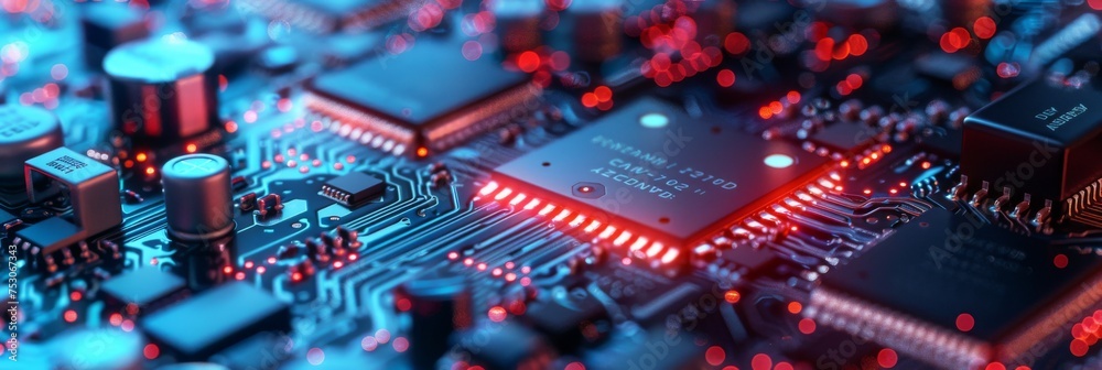Futuristic chipset on circuit board digital transformation backdrop tech glow Futuristic chipset on circuit board digital transformation backdrop tech glow