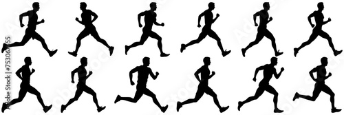 Runner silhouettes set, large pack of vector silhouette design, isolated white background