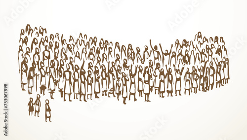 Vector drawing. Big crowd of people