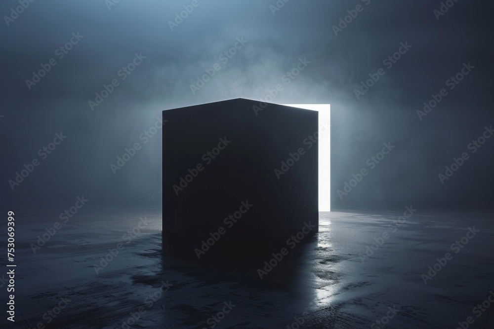 3D cube display in a dark minimalist world giving rise to an immersive and mysterious journey