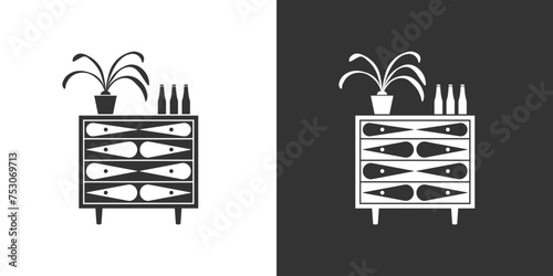 Furnishing dresser icon. Simple black and white icons on black and white background