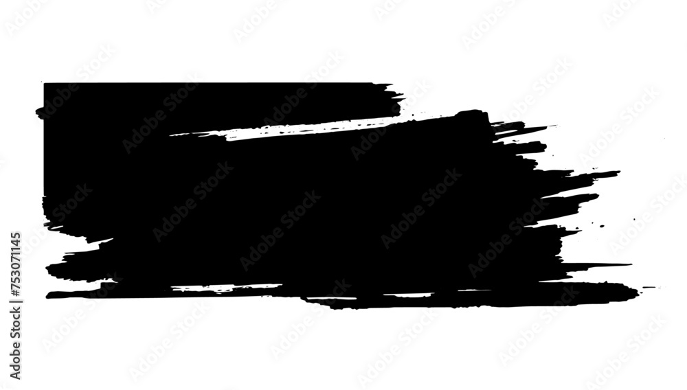 Black brush stroke on a transparent or white background. Vector design.