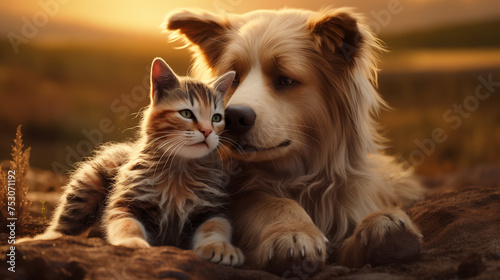 hug the cat and the dog © Asifa