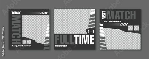 Sport social media post template , Football Match day , Full time , Next match Best player	