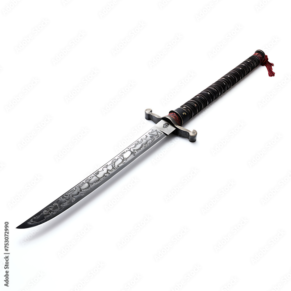 Ancient realistic 3d rendered sword isolated on white background. Rich Steel 3d render dagger. Ancient realistic 3d rendered sword isolated on white background. Rich Steel 3d render dagger.
