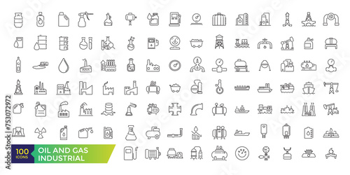 Oil and Gas outline icons related to natural gas. Linear icon collection. Fuel industry linear icons. Gasoline outline vector signs and symbols collection.
