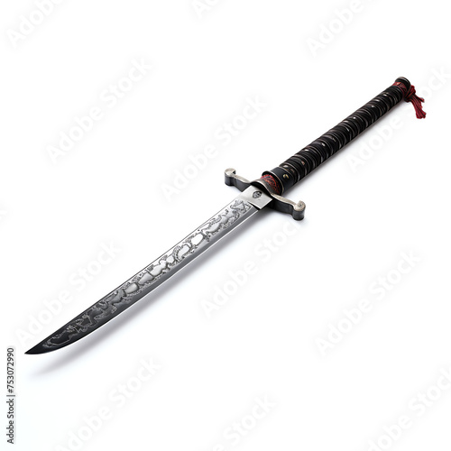 Ancient realistic 3d rendered sword isolated on white background. Rich Steel 3d render dagger.