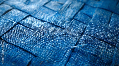 Blue woven fabric background © Emma