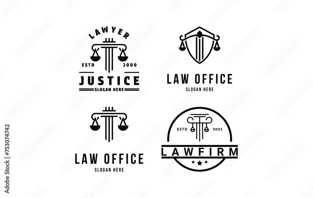 Set of justice lawyer logo design concept idea