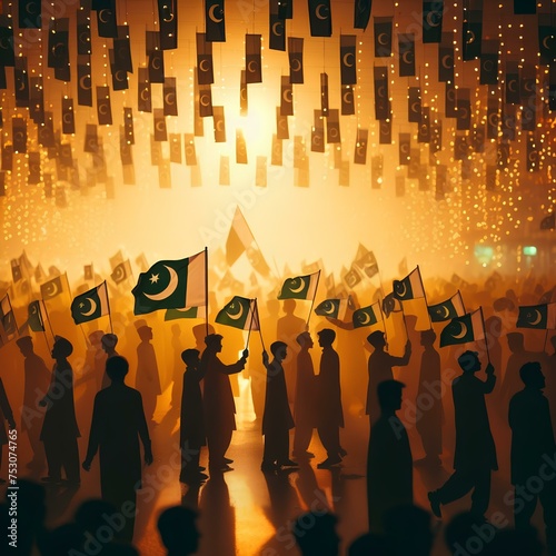 Pakistani Crowd Celebrate Pakistan day, 14 August Celebration in City