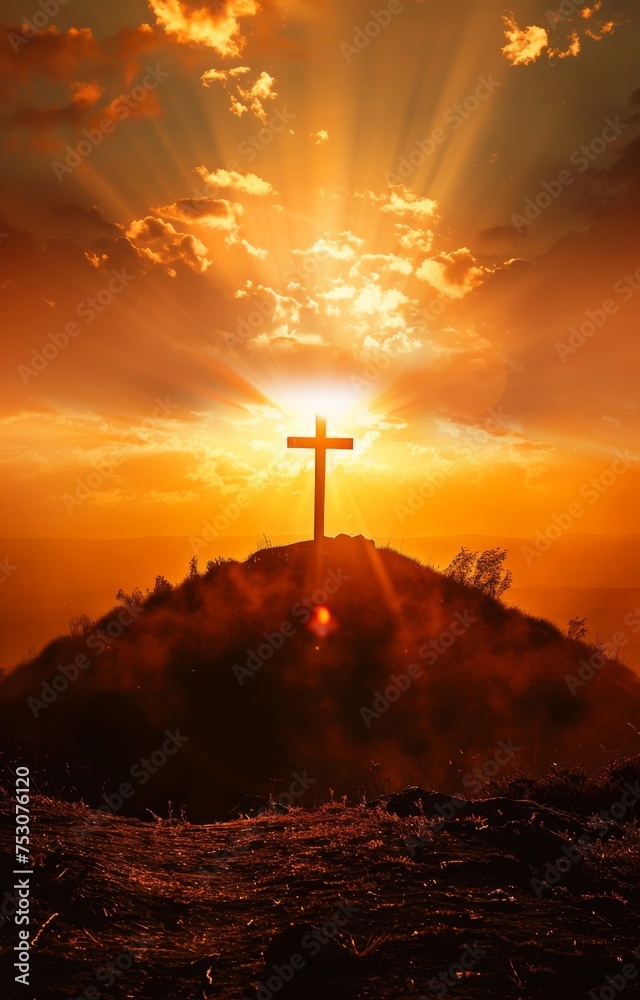 Φωτογραφία Cross on the hill - symbol of crucifixion of Jesus Christ