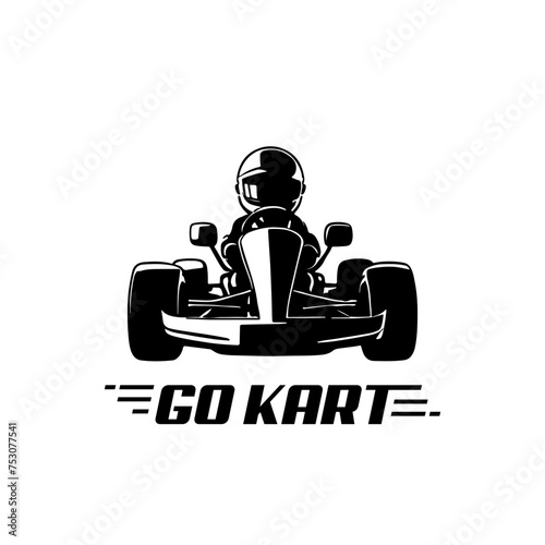 Karting Vector logo design template. Go Kart racing illustration, good for event logo, t shirt design and racing team logo