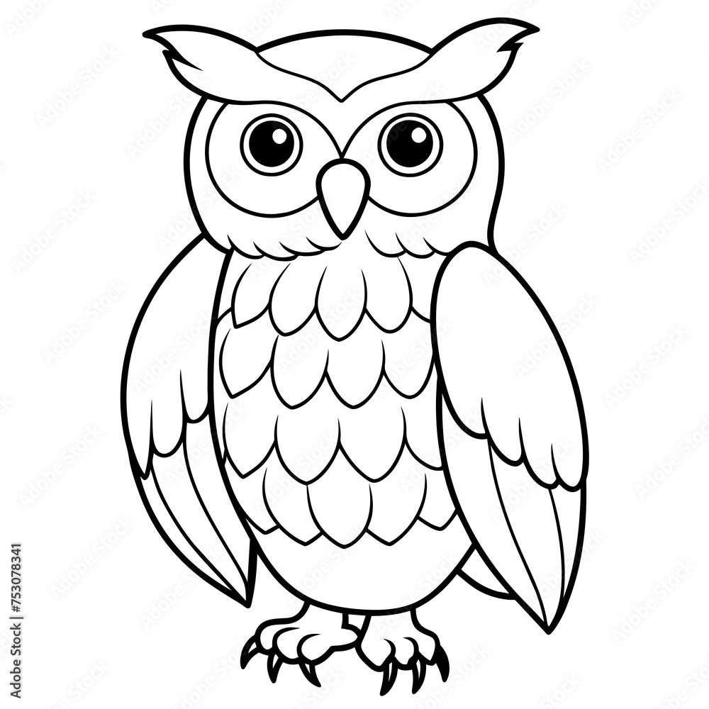 owl on a branch coloring page