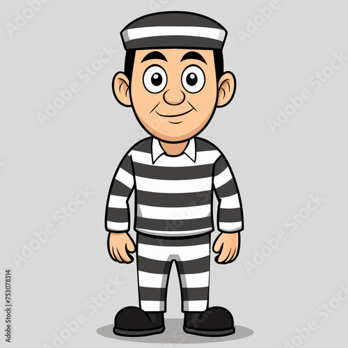 2D Cartoon Prisoner Man Full Body Character