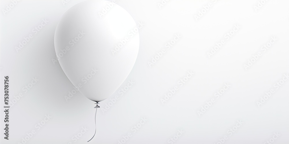 Minimal white balloon concept outstandingly floating on white background. - obrazy, fototapety, plakaty 