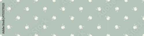 Modern botanical minimal wildflower vector border. Summer gender neutral pressed flower silhouette banner. Simple nature floral paper cut out ribbon for wedding, hedgerow decor repeat tile.