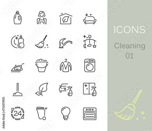Cleaning outline icons.