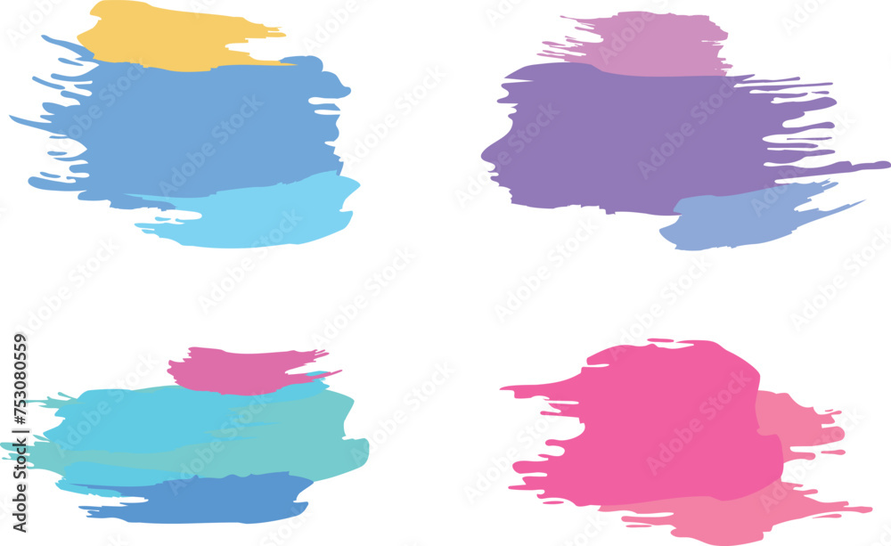 Grungy brush paint wheat, purple, orange, red, green, black color blood splatter background template banner
