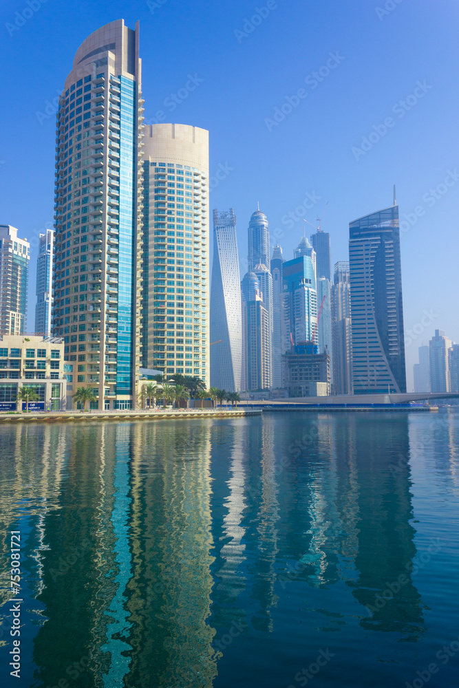 Fototapeta premium High rise buildings and streets in Dubai, UAE