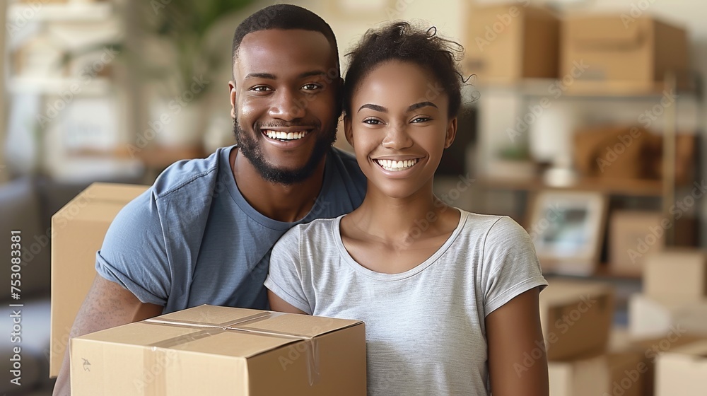 New Beginnings: Happy Interracial Couple Moving Into Their Dream Home New Beginnings: Happy Interracial Couple Moving Into Their Dream Home