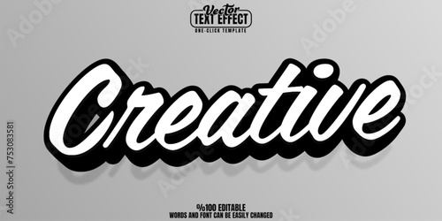 Simple editable text effect, customizable modern and creative 3D font style