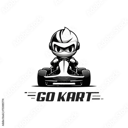Karting Vector logo design template. Go Kart racing illustration, good for event logo, t shirt design and racing team logo