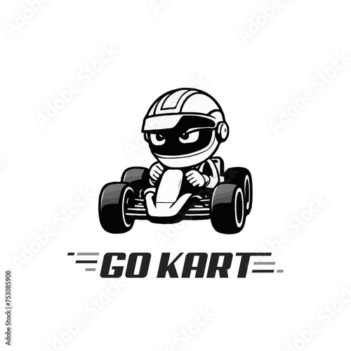 Karting Vector logo design template. Go Kart racing illustration, good for event logo, t shirt design and racing team logo