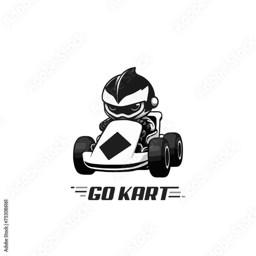 Karting Vector logo design template. Go Kart racing illustration, good for event logo, t shirt design and racing team logo