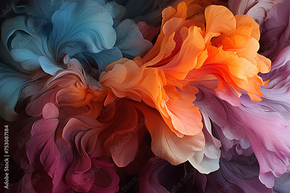 Abstract colorful natural random organic shapes. Fabric flow background