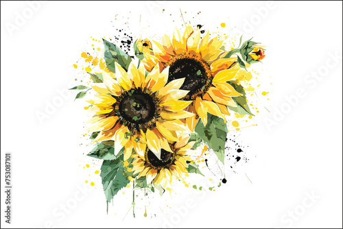 Printsunflower, leaf, illustration, flower, nature, summer, watercolor, design, floral, plant, 
Watercolor sunflower,
Floral vector,
Sunflower illustration,
Watercolor flowers,
Botanical illustration,