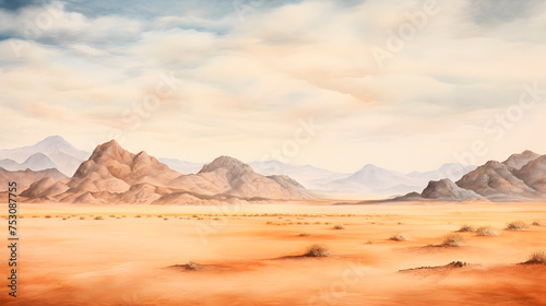 watercolor of a desert  desert painting  mountains in the desert