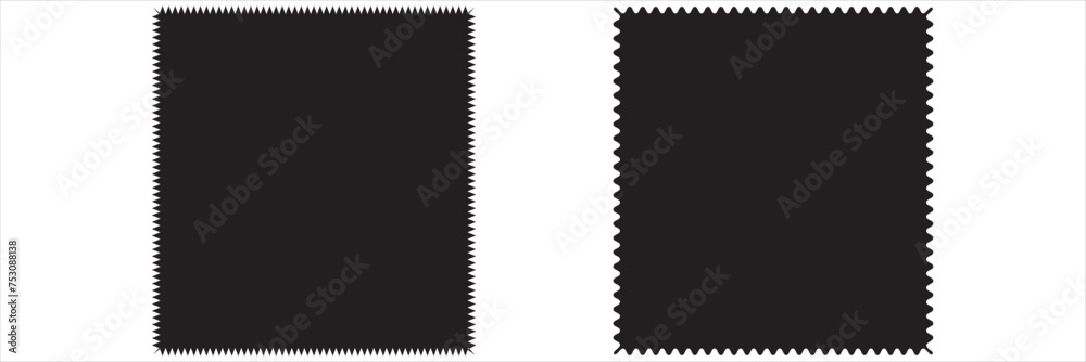 Rectangle shape frame with zigzag. Rectangular jagged curved box. Geometric zig zag wavy stickers. Wiggly undalute square badge, poster, banner, social media. vector graphic illustration Rectangle shape frame with zigzag. Rectangular jagged curved box. Geometric zig zag wavy stickers. Wiggly undalute square badge, poster, banner, social media. vector graphic illustration