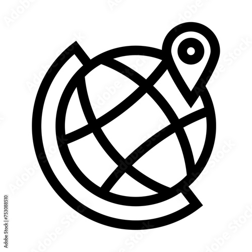 Icono de ubicación en el globo. Exploración global, punto de localización en el mapa, exploración. Ilustración vectorial