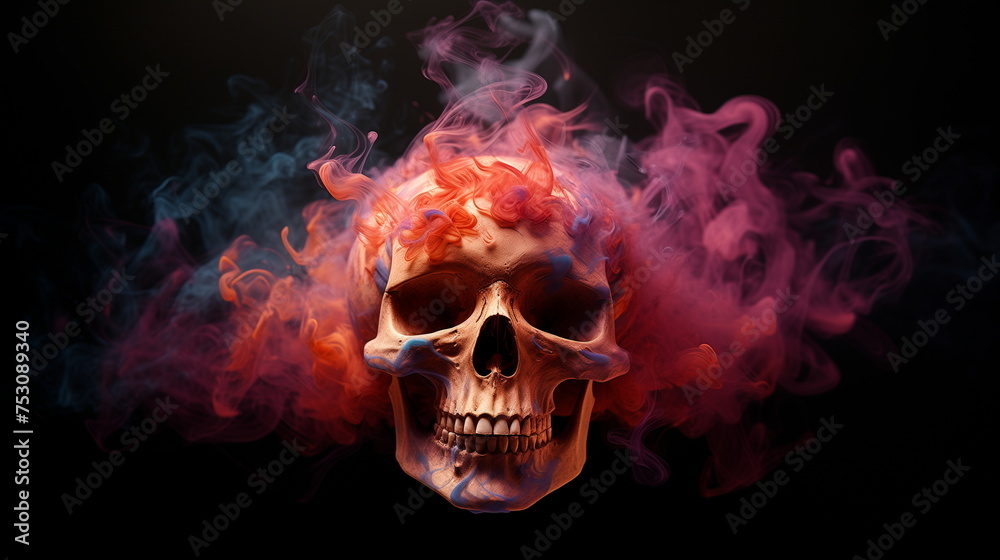 Skull in Smoke on black background Skull in Smoke on black background