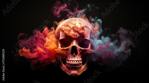 Skull in Smoke on black background