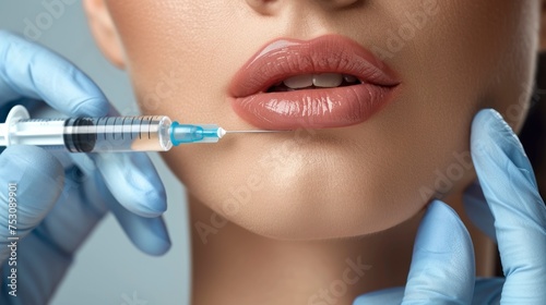beautiful lips of a white woman injecting for natural increase in lip thickness in high resolution and high quality. concept implants, injections, natural, thickness, lips, laboratory