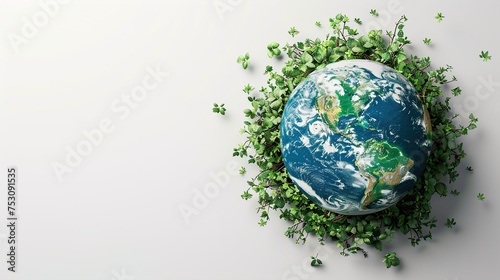 Earth Day Concept on White Background  World Environment  AI-Created