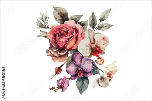 Watercolor orchid floral vector,  
Pink Orchid Flower Bouquet Watercolor, Orchid, Pink, 
watercolor orchid painting, watercolor orchid drawing, watercolor orchid flower painting, watercolor orchid