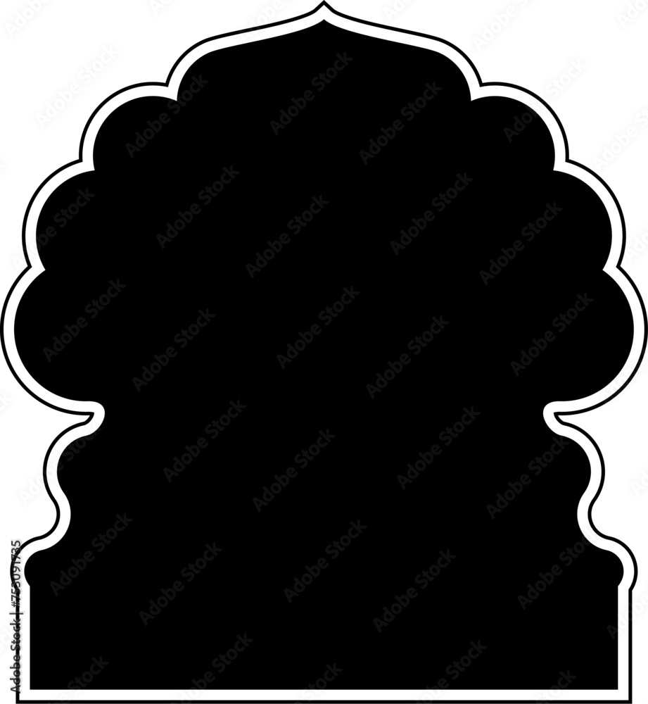 Islamic Dome Design Glyph with outline Black filled silhouettes Design pictogram symbol visual illustration