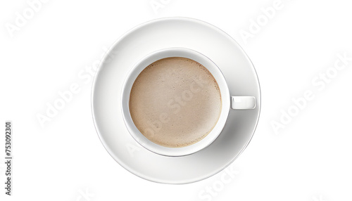 cup of coffee top view isolated on transparent background cutout