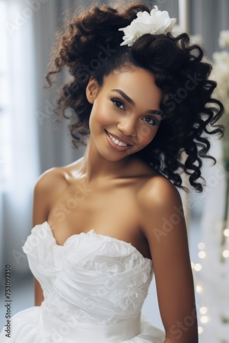 Portrait of a beautiful happy black bride
