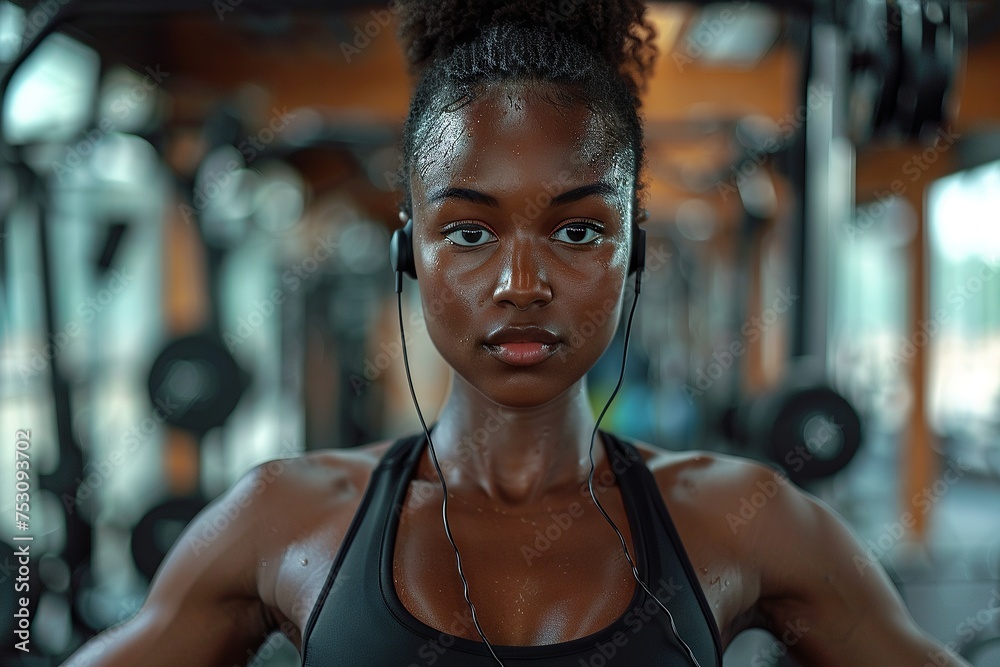 Focused Young Black Woman Lifting Weights in Modern Gym
Focused Young Black Woman Lifting Weights in Modern Gym