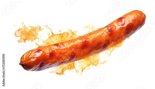 hot fire sausage isolated on transparent background cutout
