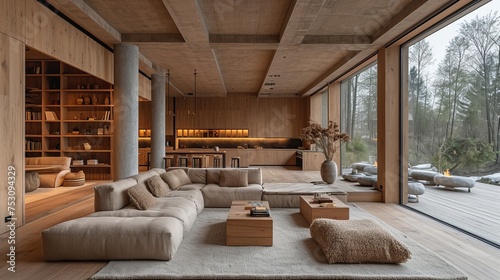 Scandinavian style rustic living room 