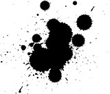 black dropped watercolor splash splatter on white background