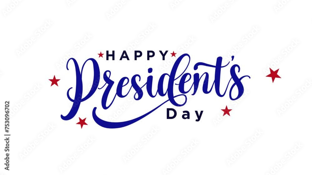 Happy Presidents Day text animation with White Background. Handwriting text with Blue text. Great for President's Day celebrations. Happy Presidents Day text animation with White Background. Handwriting text with Blue text. Great for President's Day celebrations.