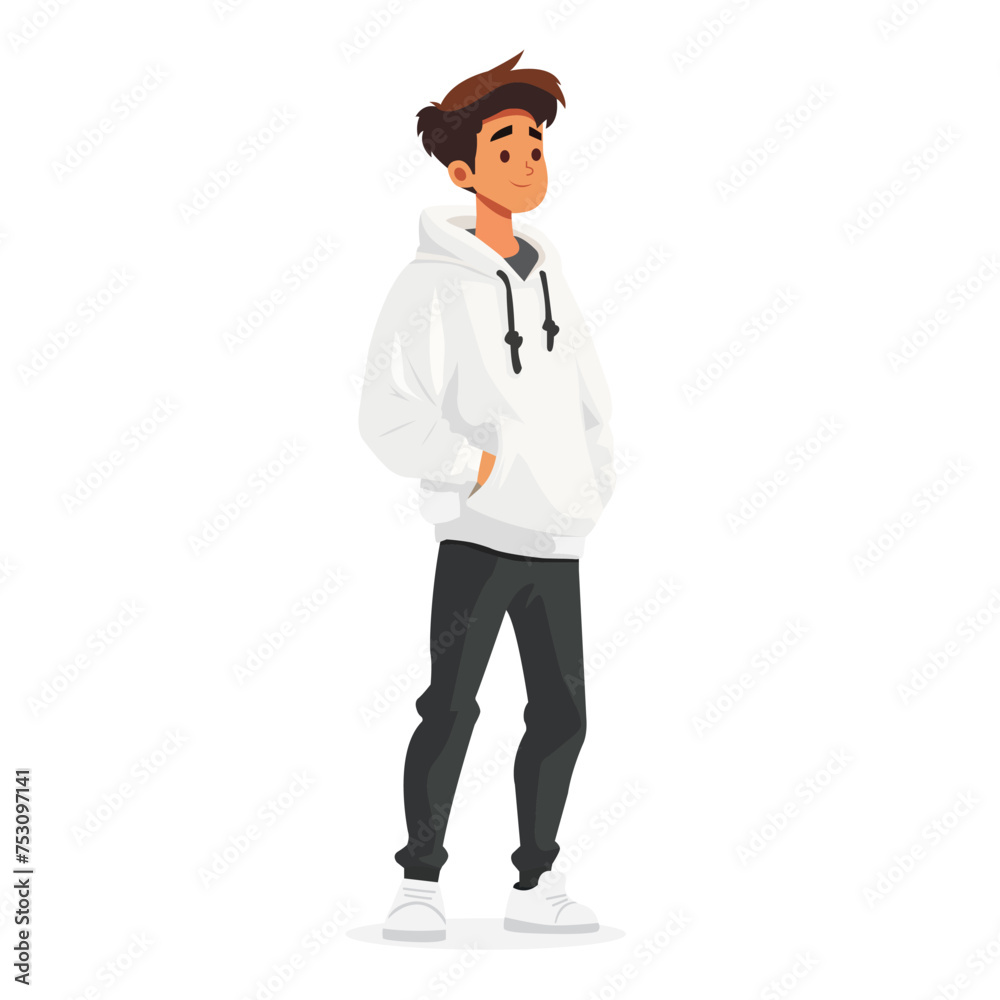 Man, guy, standing and smiling full-length illustration, flat illustration, user interface illustration, isolated on a white background Man, guy, standing and smiling full-length illustration, flat illustration, user interface illustration, isolated on a white background