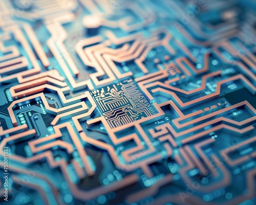 PCB labyrinth with a microchip treasure a metaphor for technological discovery